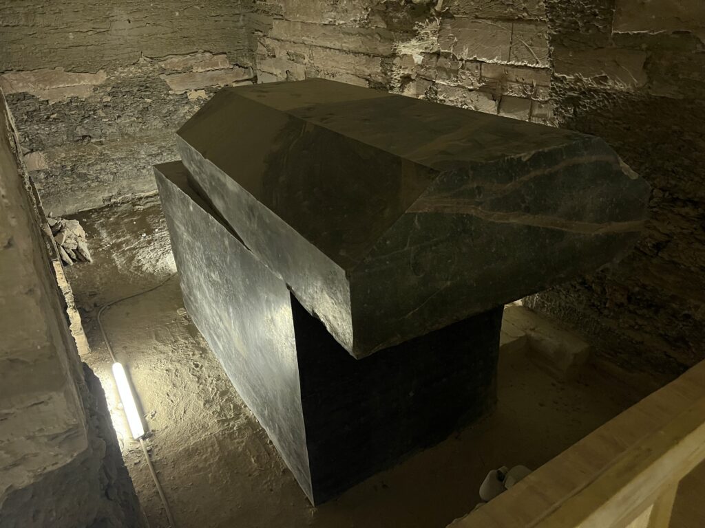 Fully view of the large sarcophagus from above