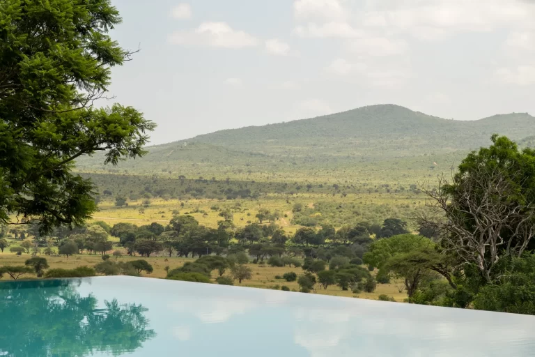 Infinity pool with panoramic views at Singita Sasakwa Lodge in Serengeti, Tanzania