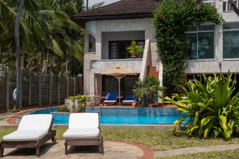 Luxury hotel in tropical destination with ocean view